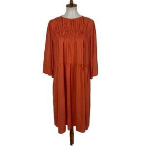 Wayward Francies eShakti Women’s Dress XL Orange Long Sleeve Flowy Boho